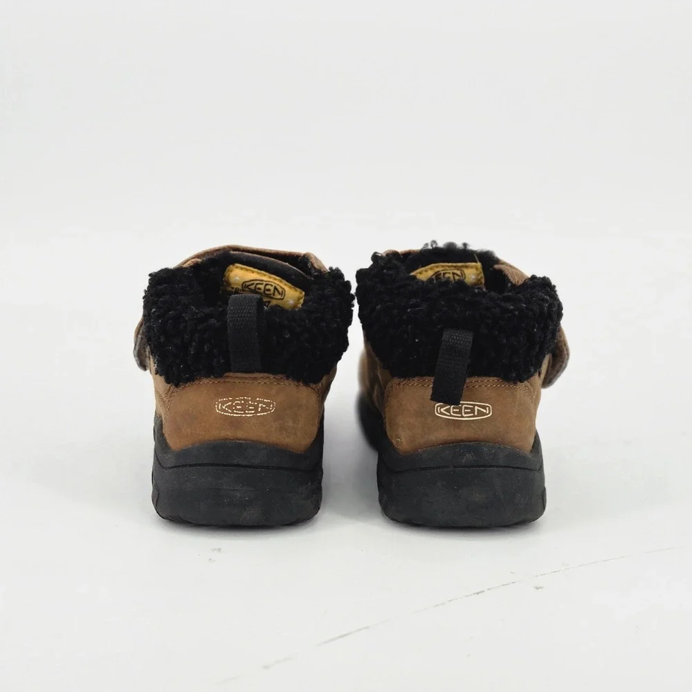 KEEN Kids Kootenay IV Mid Waterproof Brown Leather Wide Toe Box Boots US 8 VGUC
